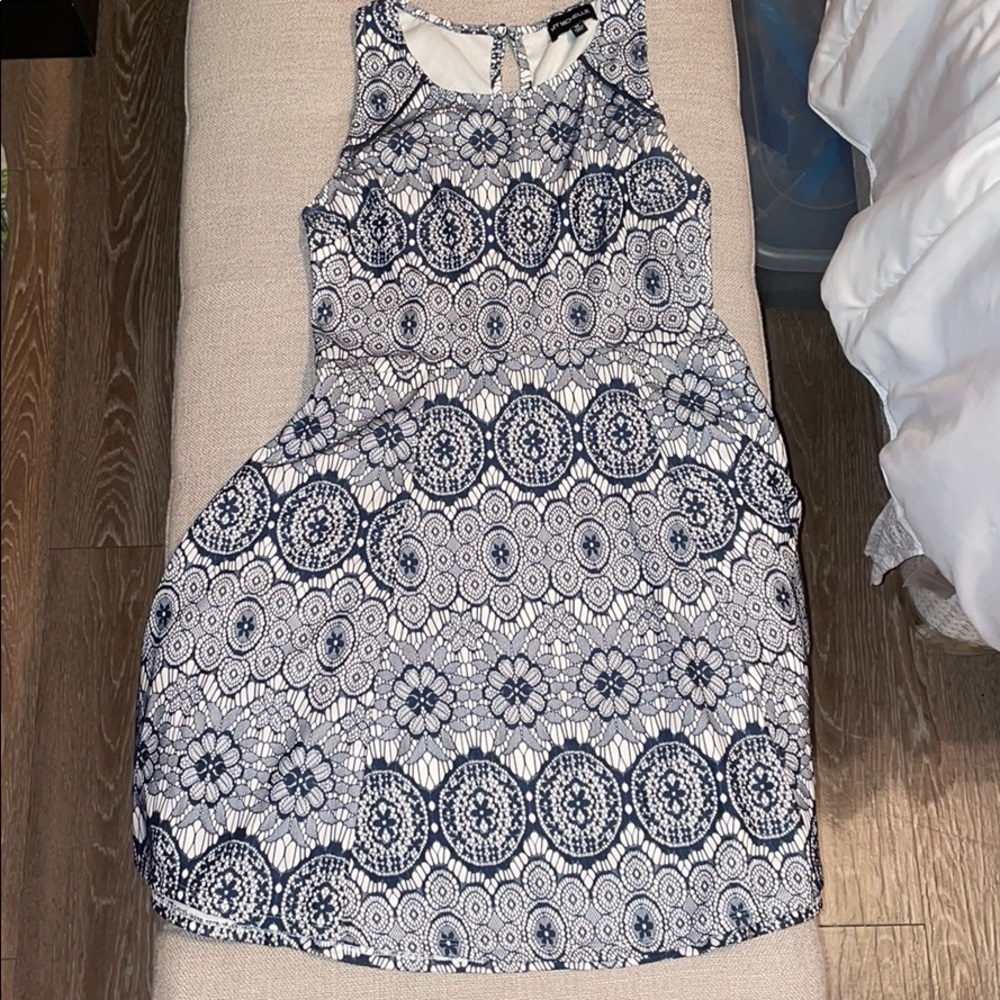 Blue and white dress